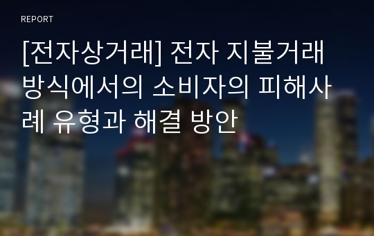 [전자상거래] 전자 지불거래방식에서의 소비자의 피해사례 유형과 해결 방안