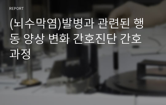 (뇌수막염)발병과 관련된 행동 양상 변화 간호진단 간호과정