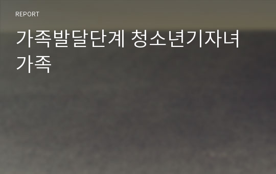 가족발달단계 청소년기자녀가족