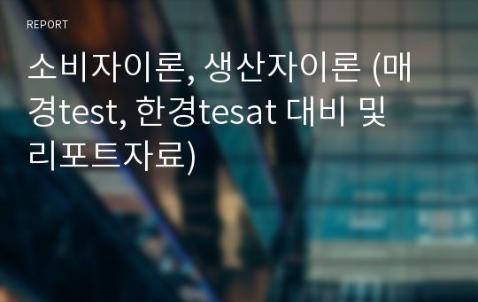 소비자이론, 생산자이론 (매경test, 한경tesat 대비 및 리포트자료)