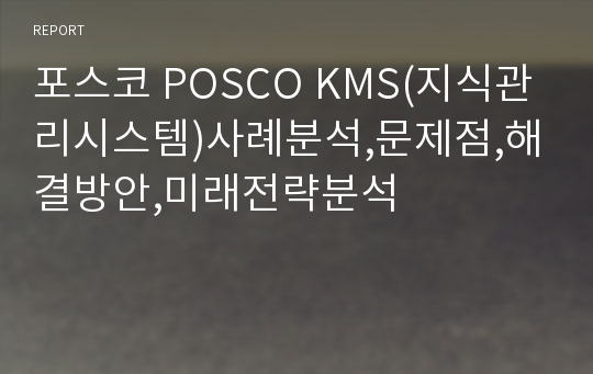 포스코 POSCO KMS(지식관리시스템)사례분석,문제점,해결방안,미래전략분석