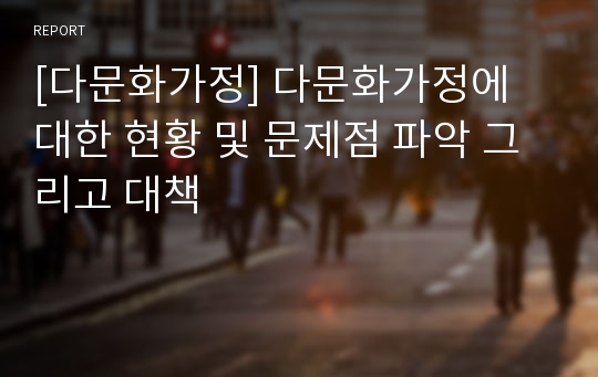 [다문화가정] 다문화가정에 대한 현황 및 문제점 파악 그리고 대책