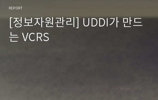 [정보자원관리] UDDI가 만드는 VCRS