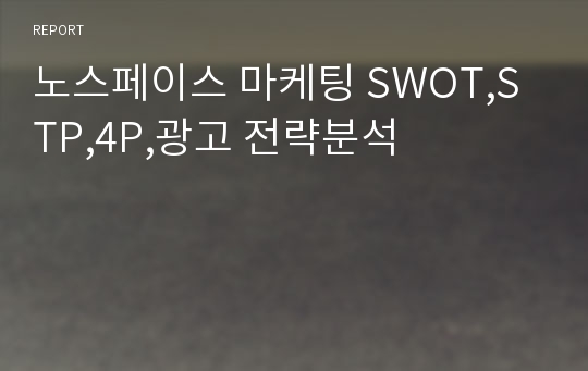 노스페이스 마케팅 SWOT,STP,4P,광고 전략분석