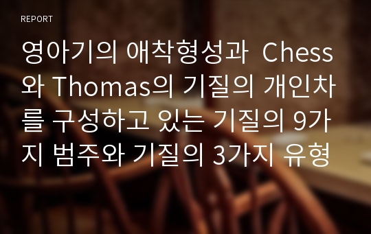 영아기의 애착형성과  Chess와 Thomas의 기질의 개인차를 구성하고 있는 기질의 9가지 범주와 기질의 3가지 유형