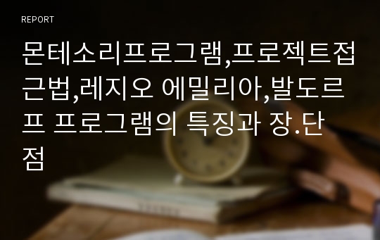 몬테소리프로그램,프로젝트접근법,레지오 에밀리아,발도르프 프로그램의 특징과 장.단점