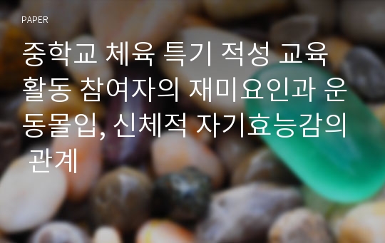 중학교 체육 특기 적성 교육활동 참여자의 재미요인과 운동몰입, 신체적 자기효능감의 관계