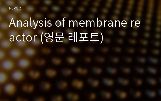 Analysis of membrane reactor (영문 레포트)