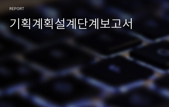 기획계획설계단계보고서