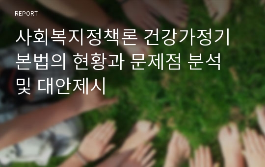 사회복지정책론 건강가정기본법의 현황과 문제점 분석 및 대안제시