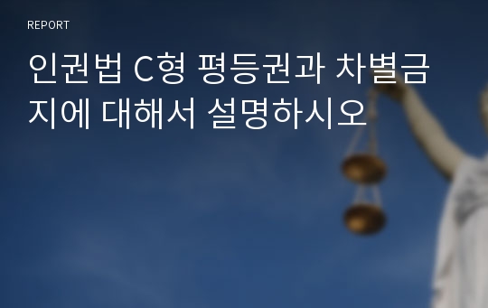 인권법 C형 평등권과 차별금지에 대해서 설명하시오