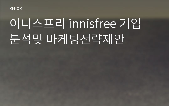 이니스프리 innisfree 기업분석및 마케팅전략제안