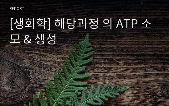 [생화학] 해당과정 의 ATP 소모 &amp; 생성