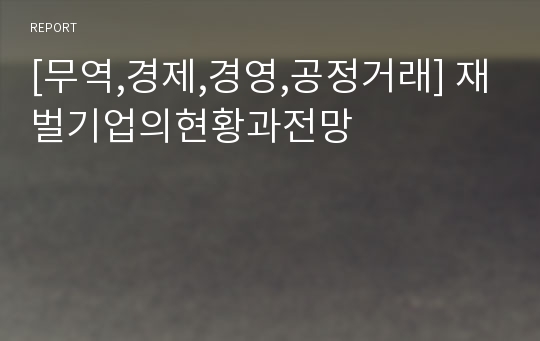 [무역,경제,경영,공정거래] 재벌기업의현황과전망