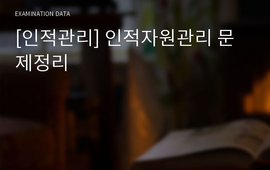 [인적관리] 인적자원관리 문제정리