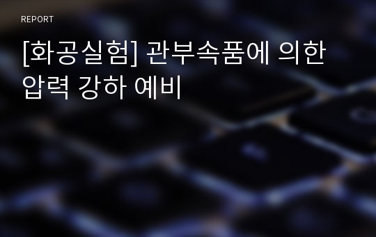 [화공실험] 관부속품에 의한 압력 강하 예비