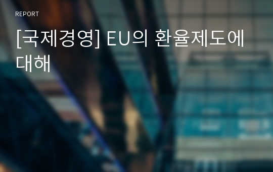 [국제경영] EU의 환율제도에 대해