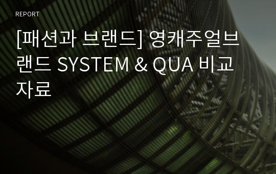 [패션과 브랜드] 영캐주얼브랜드 SYSTEM &amp; QUA 비교자료
