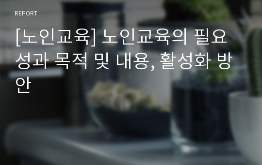 [노인교육] 노인교육의 필요성과 목적 및 내용, 활성화 방안