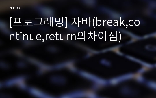 [프로그래밍] 자바(break,continue,return의차이점)