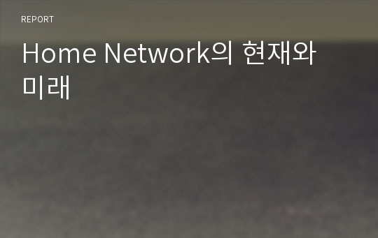 Home Network의 현재와 미래