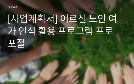 [사업계획서] 어르신 노인 여가 인식 활용 프로그램 프로포절