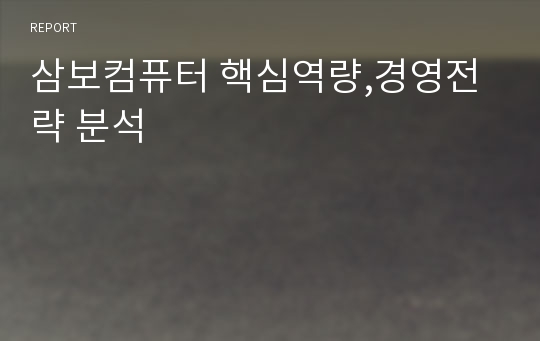 삼보컴퓨터 핵심역량,경영전략 분석