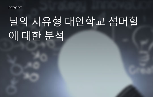 닐의 자유형 대안학교 섬머힐에 대한 분석