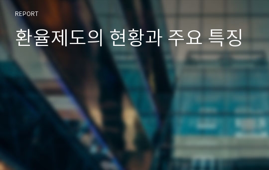 환율제도의 현황과 주요 특징