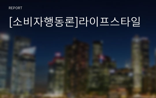 [소비자행동론]라이프스타일