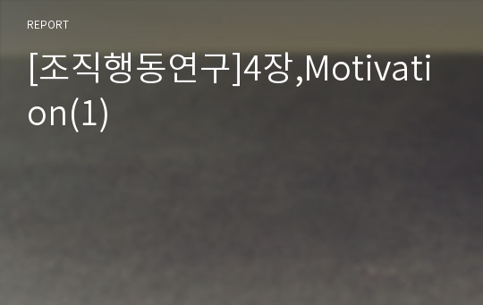 [조직행동연구]4장,Motivation(1)