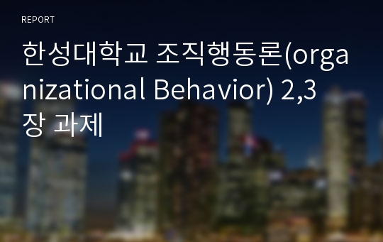 한성대학교 조직행동론(organizational Behavior) 2,3장 과제