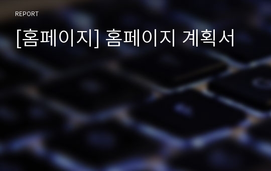 [홈페이지] 홈페이지 계획서