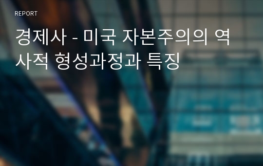 경제사 - 미국 자본주의의 역사적 형성과정과 특징