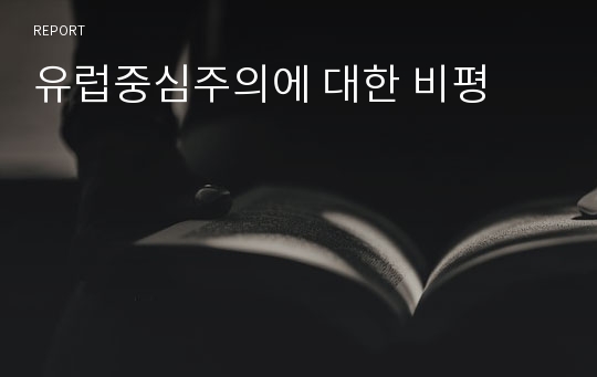 유럽중심주의에 대한 비평