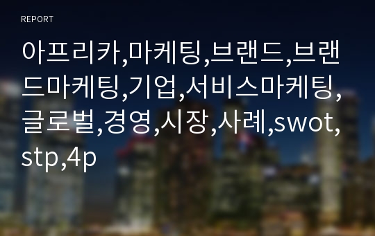 아프리카,마케팅,브랜드,브랜드마케팅,기업,서비스마케팅,글로벌,경영,시장,사례,swot,stp,4p