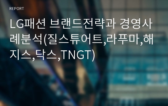 LG패션 브랜드전략과 경영사례분석(질스튜어트,라푸마,해지스,닥스,TNGT)