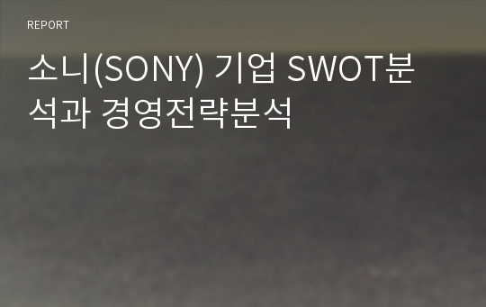 소니(SONY) 기업 SWOT분석과 경영전략분석