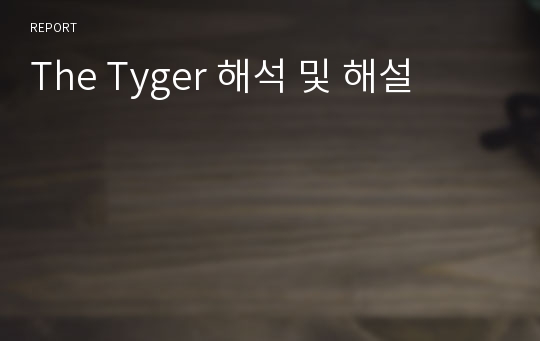 The Tyger 해석 및 해설