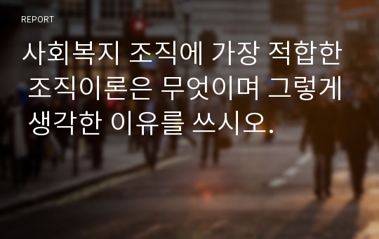 사회복지 조직에 가장 적합한 조직이론은 무엇이며 그렇게 생각한 이유를 쓰시오.