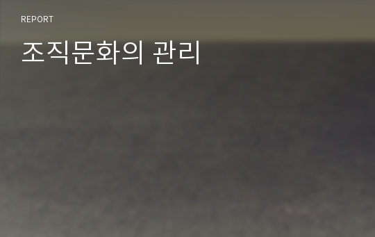 조직문화의 관리