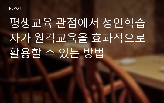 평생교육 관점에서 성인학습자가 원격교육을 효과적으로 활용할 수 있는 방법