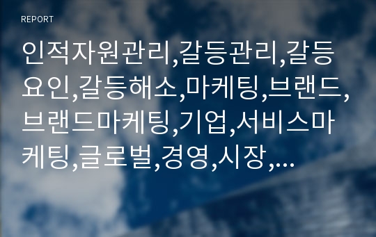 인적자원관리,갈등관리,갈등요인,갈등해소,마케팅,브랜드,브랜드마케팅,기업,서비스마케팅,글로벌,경영,시장,사례