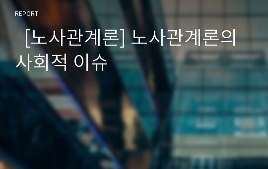   [노사관계론] 노사관계론의 사회적 이슈