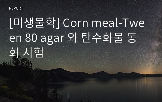 [미생물학] Corn meal-Tween 80 agar 와 탄수화물 동화 시험