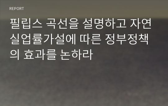 필립스 곡선을 설명하고 자연실업률가설에 따른 정부정책의 효과를 논하라