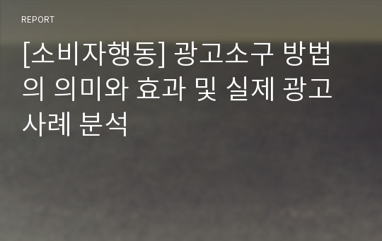 [소비자행동] 광고소구 방법의 의미와 효과 및 실제 광고사례 분석