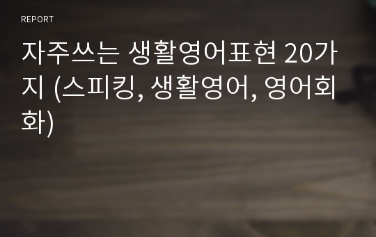 자주쓰는 생활영어표현 20가지 (스피킹, 생활영어, 영어회화)