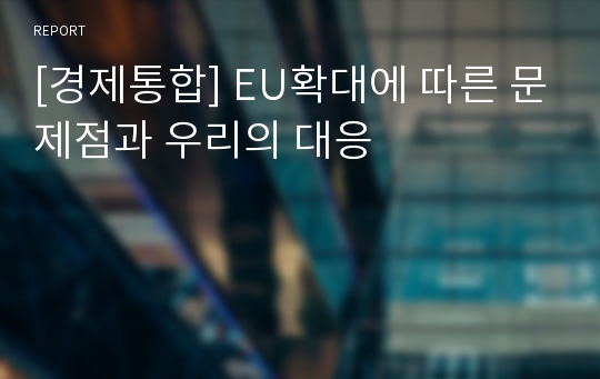 [경제통합] EU확대에 따른 문제점과 우리의 대응