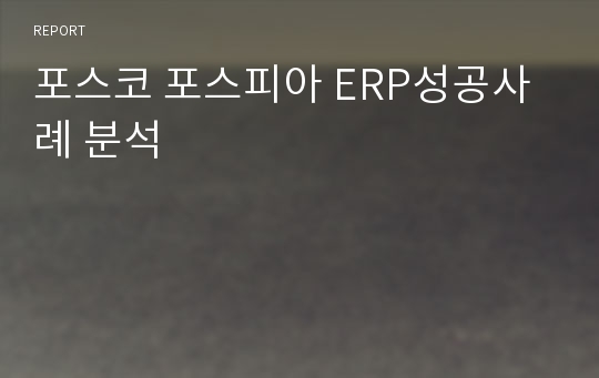 포스코 포스피아 ERP성공사례 분석